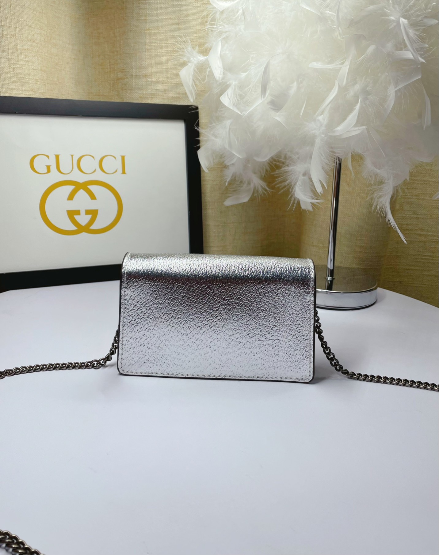Gvc*1 Dionysus S*per Mini Bag Silver For Women, Women’s Bags 6.5in/17cm GG 476432 1TRBN 8173