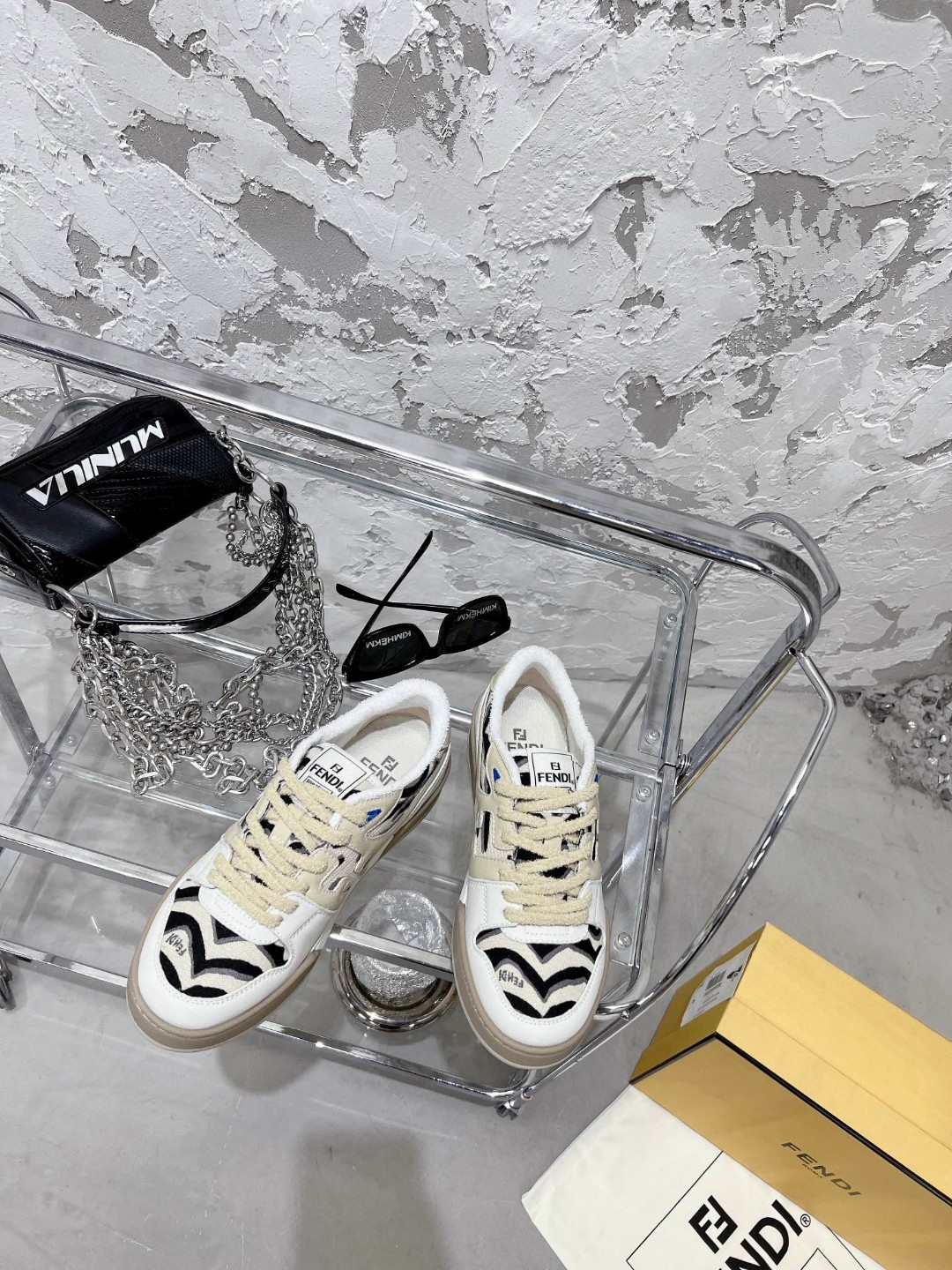 F**di FD F**di Match Low Tops Sneakers Black And White For Women