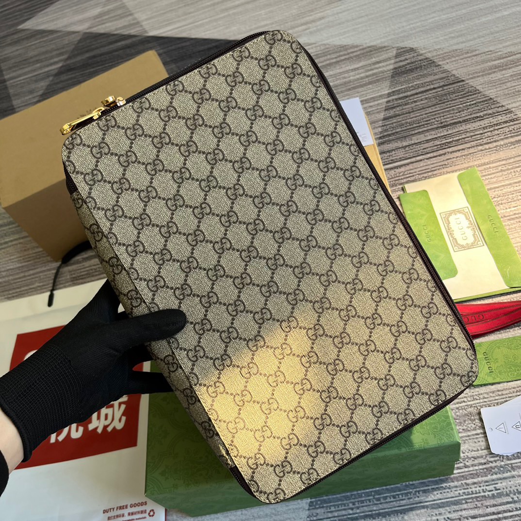 Gvc*1 GG Large Packing Cube Svp*me Canvas Beige/Grey For Men 13.2in/33.5cm ‎‎‎726669 KGD0N 4060