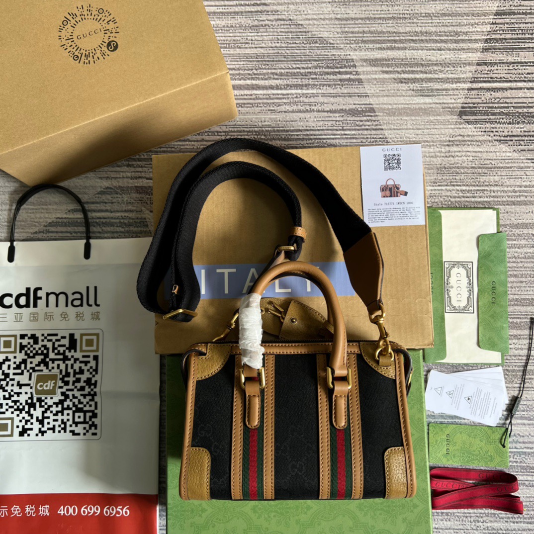 Gvc*1 Mini Top Handle Bag With Double G Brown/Grey For Men 8.7in/22cm