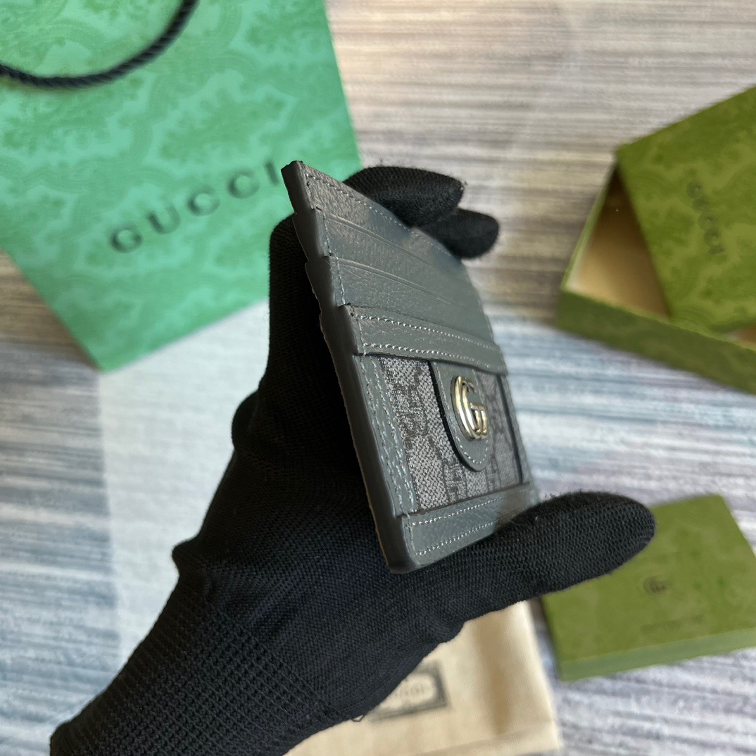 Gvc*1 Ophidia Card Case Svp*me Canvas Grey For Men 4.7in/12cm 732018 UULBN 1244