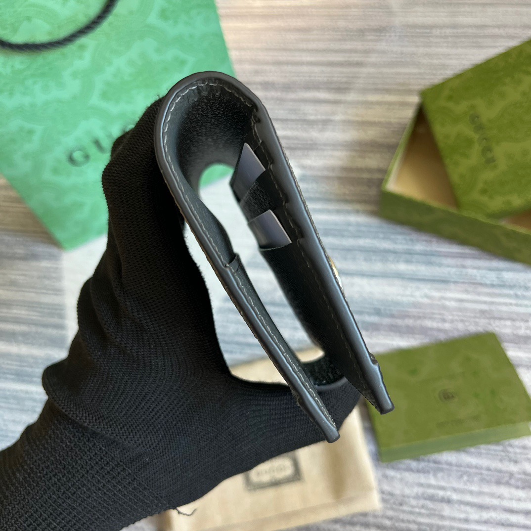 Gvc*1 Ophidia Card Case Svp*me Canvas Grey For Men 5.5in/14cm ‎‎‎732755 UULBN 1244