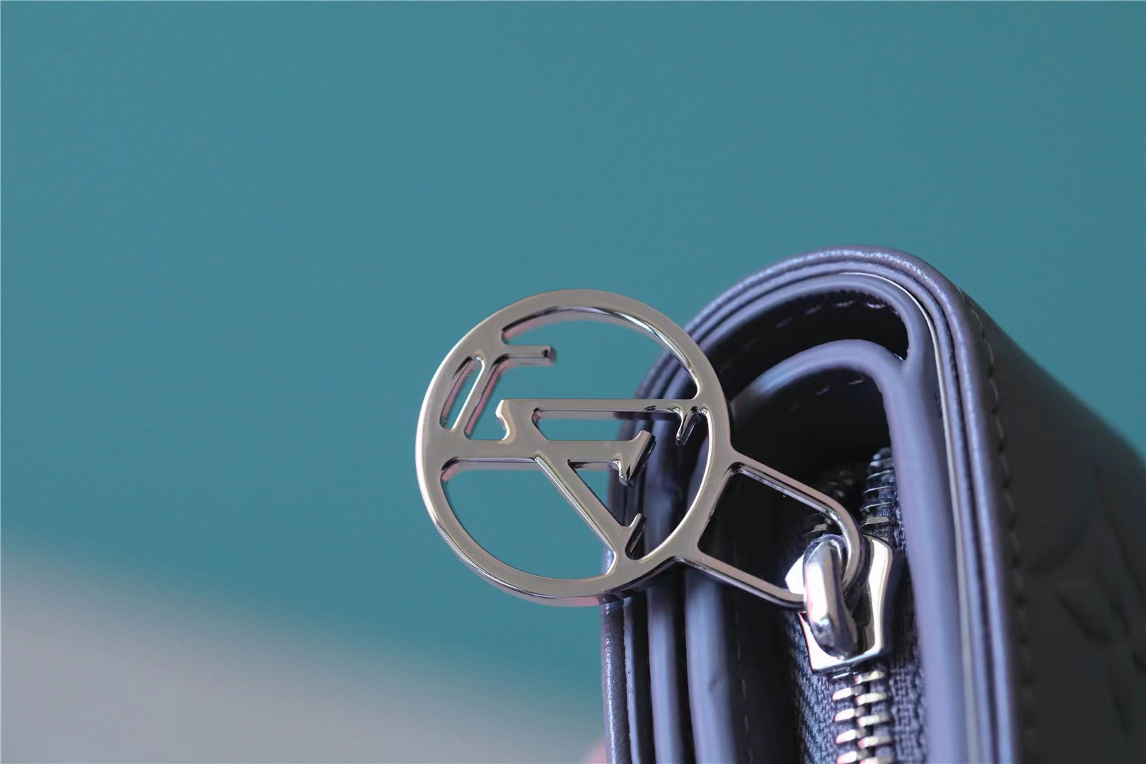 Lou Wallet Monogram Embossed Grey For Women 4.3in/11cm