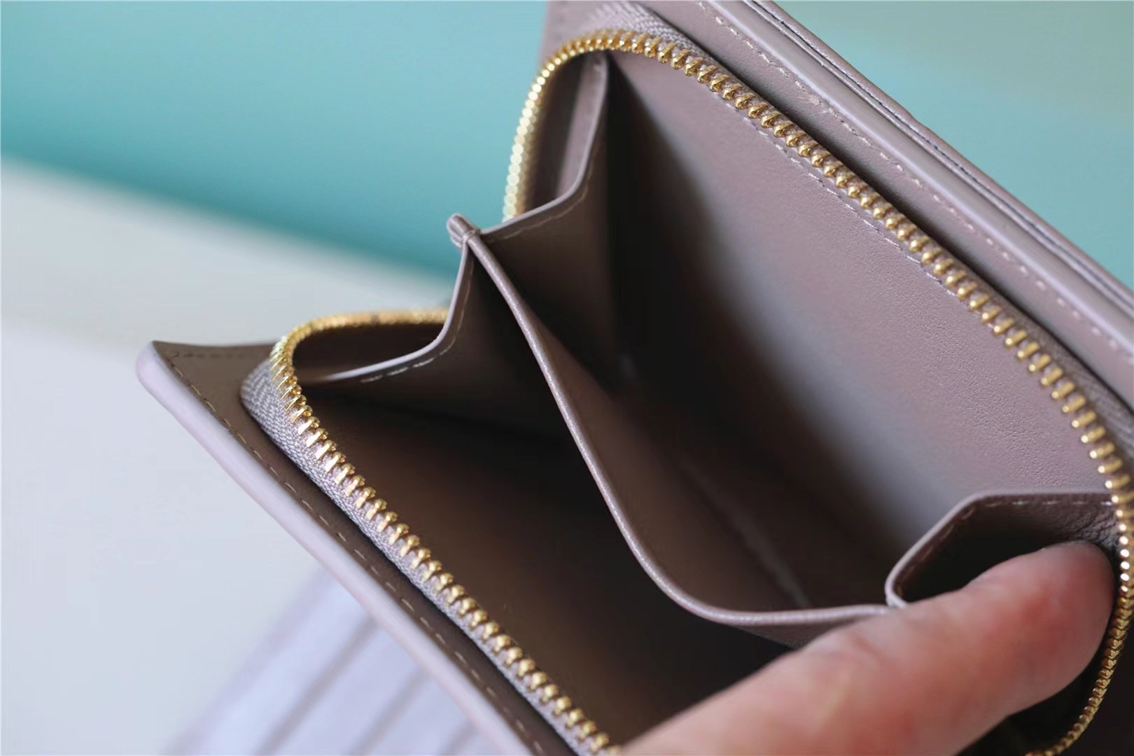 Lou Wallet Monogram Embossed Light Brown For Women 4.3in/11cm