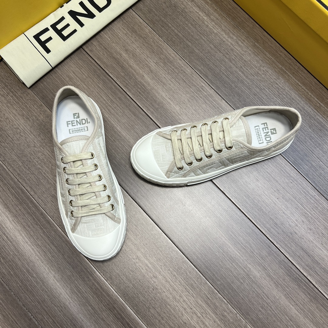 F**di FD Domino Fabric Low-Tops Sneakers White For Men 7E1553AK1PF1GQF