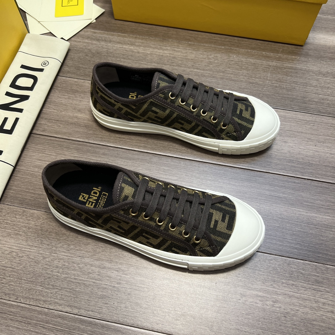 F**di FD Domino Fabric Low-Tops Sneakers Brown For Men 7E1553AJZXF0R7V