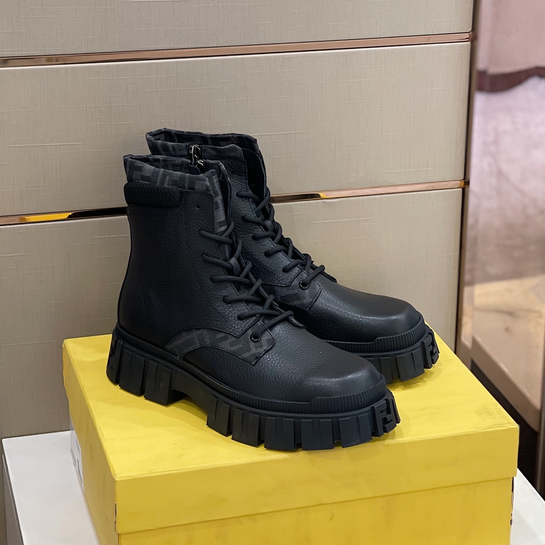 F**di FD F**di Force Lace-Up Ankle Boots Black For Men 7U1458ADMKF1DV5