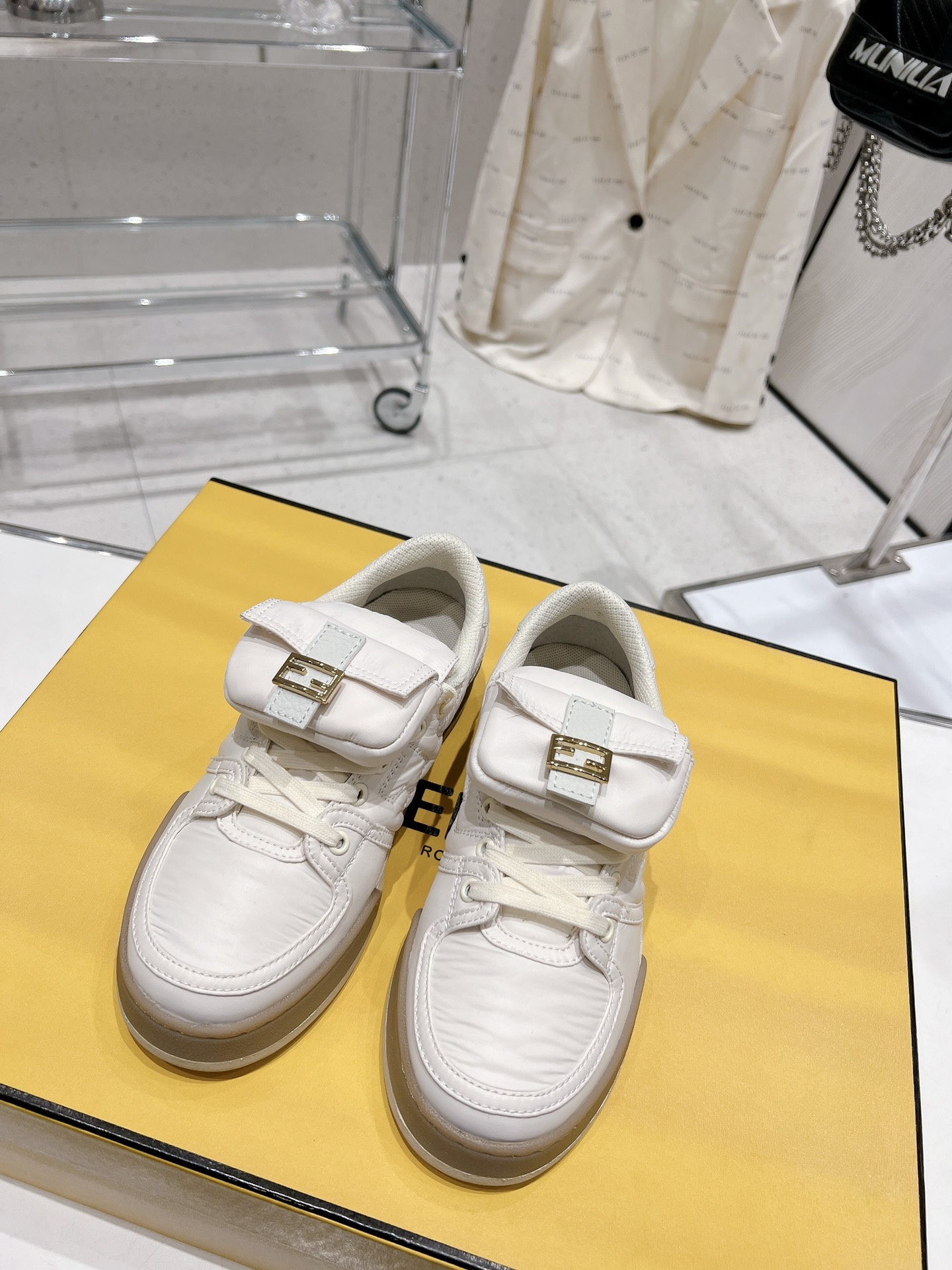 FD F**di Match Lace-Up Low-Top Sneakers White For Women