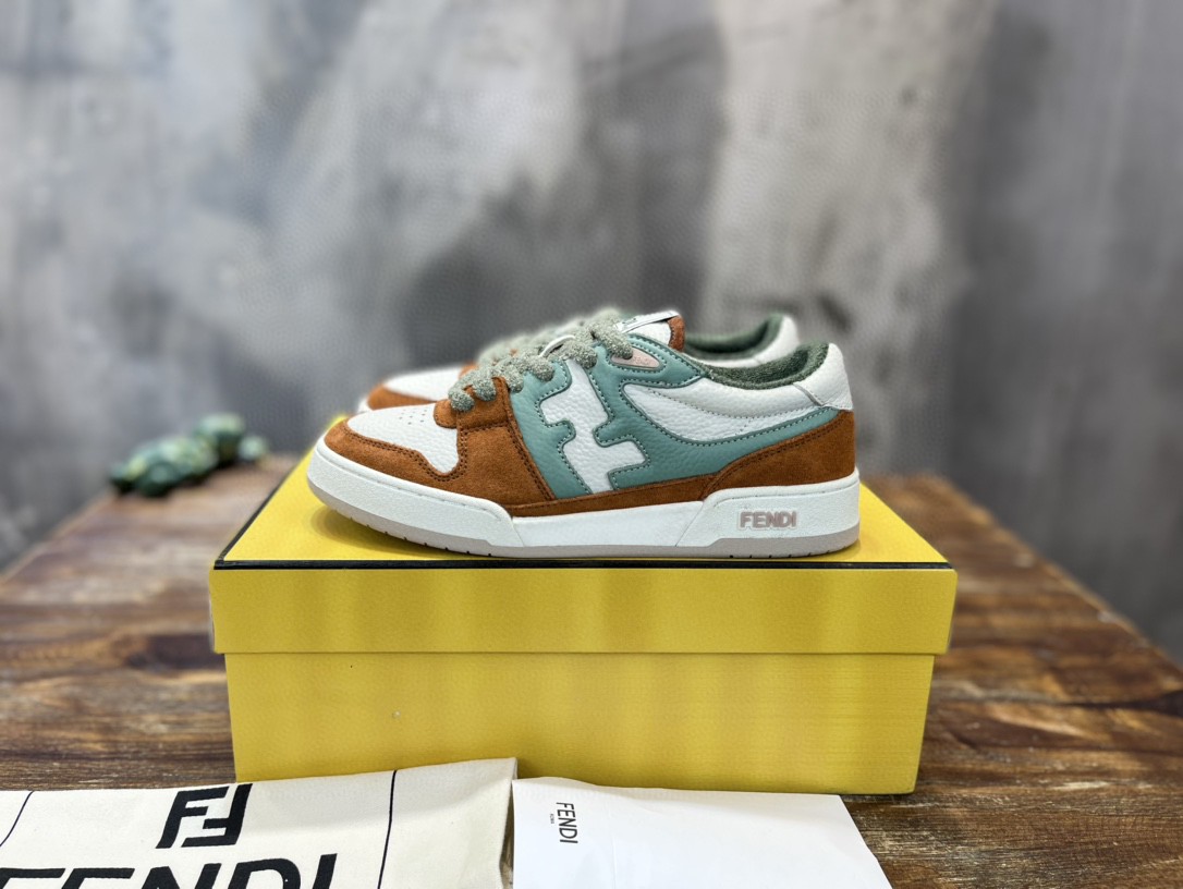 F**di FD F**di Match Low Tops Sneakers Brown And Green For Women