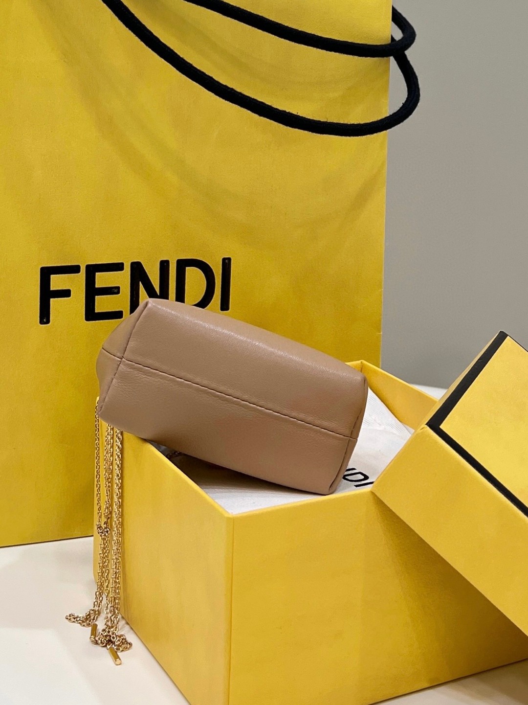 F**di FD First Nano Bag White/Beige/Multicolor For Women 4.6 in/ 11.5 cm