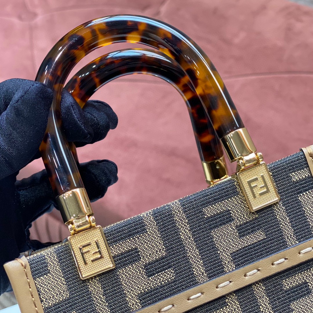 F**di FD Sunshine Mini Shopper Bag Brown For Women 7.1 in/ 18 cm