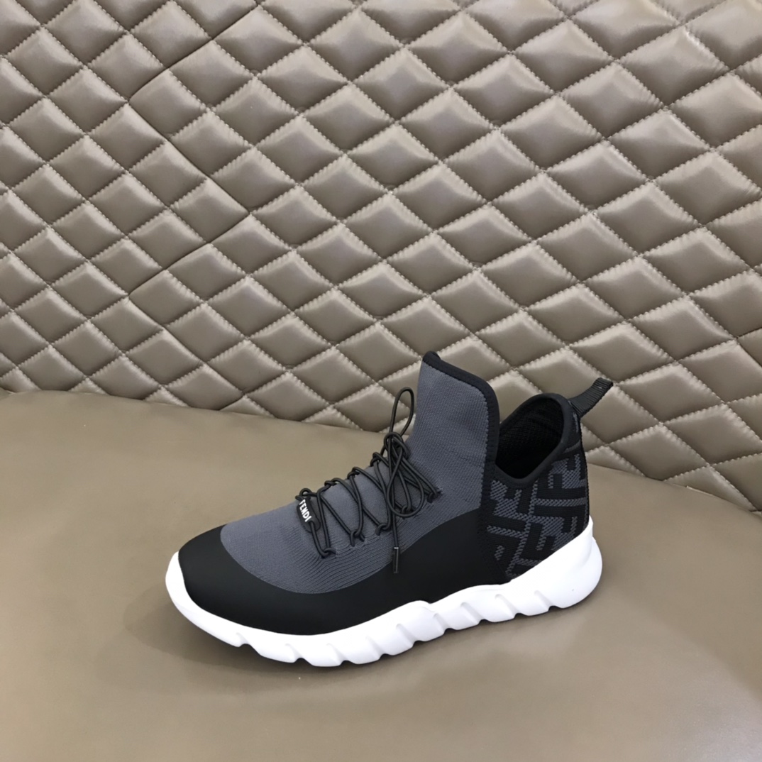 F**di FD Technical Mesh High-Tops Sneakers Grey For Men