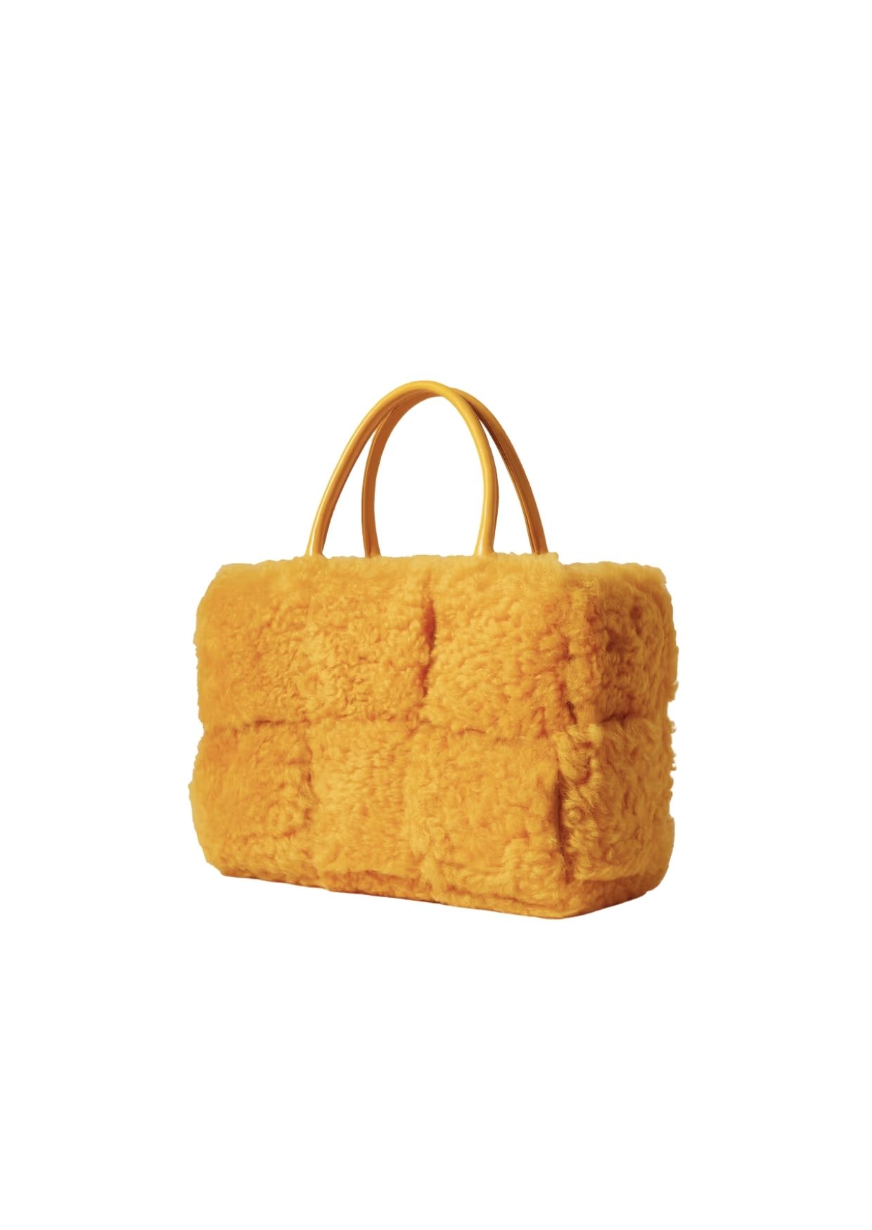 B0tt*ga Ven*ta Arco Small Trimmed Intrecciato Shearling Tote Yellow For Women 17411127377168821
