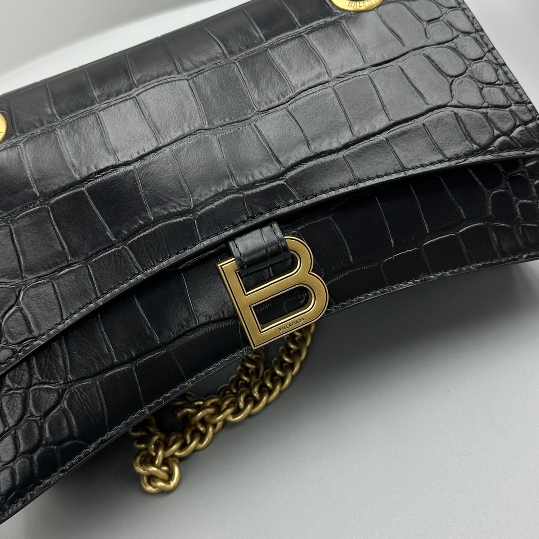 Ba1en*iaga Crush Small Chain Bag Black/White For Women‎ 9.8in/25cm 716351210IX1000