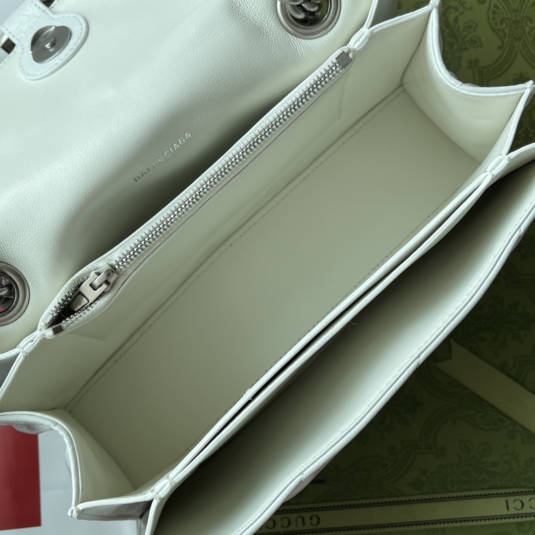 Ba1en*iaga Crush Small Chain Bag Black/Silver/White For Women‎ 9.8in/24.9cm 716351210IY1000