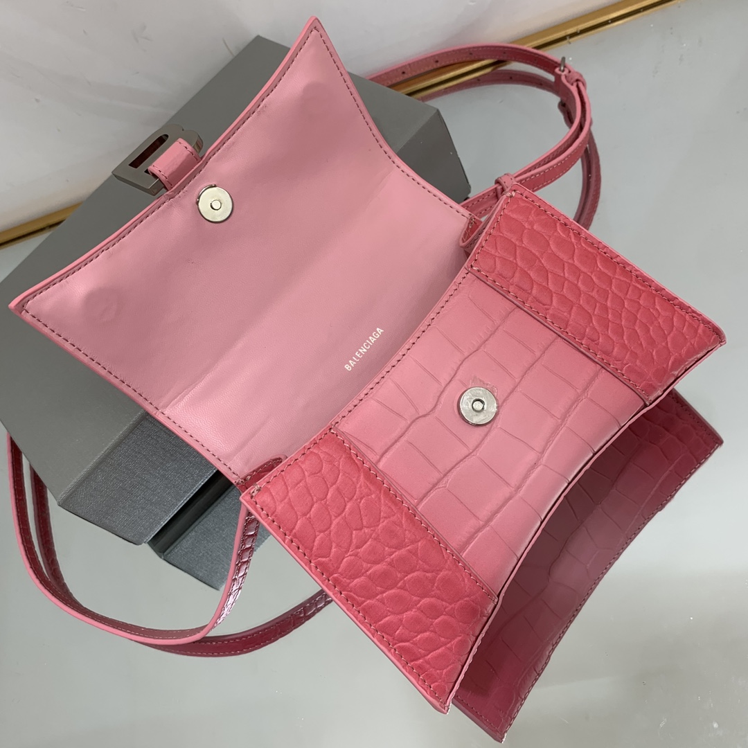 Ba1en*iaga Hourglass Small Handbag Black/Pink For Women‎ 9in/22.9cm