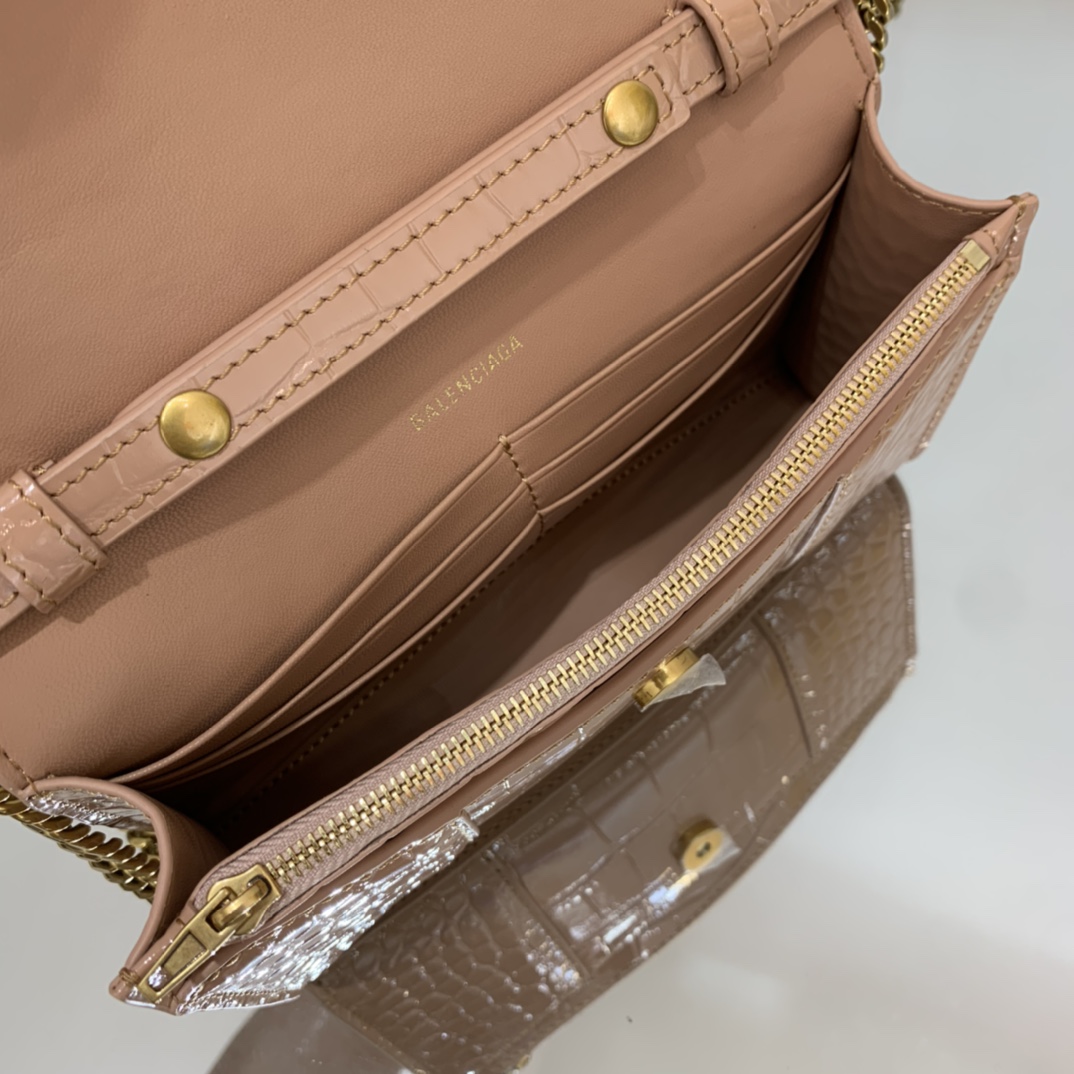 Ba1en*iaga Hourglass Wallet Black/Light Orange For Women‎ 7.6in/19cm 6560501QJ4M1000