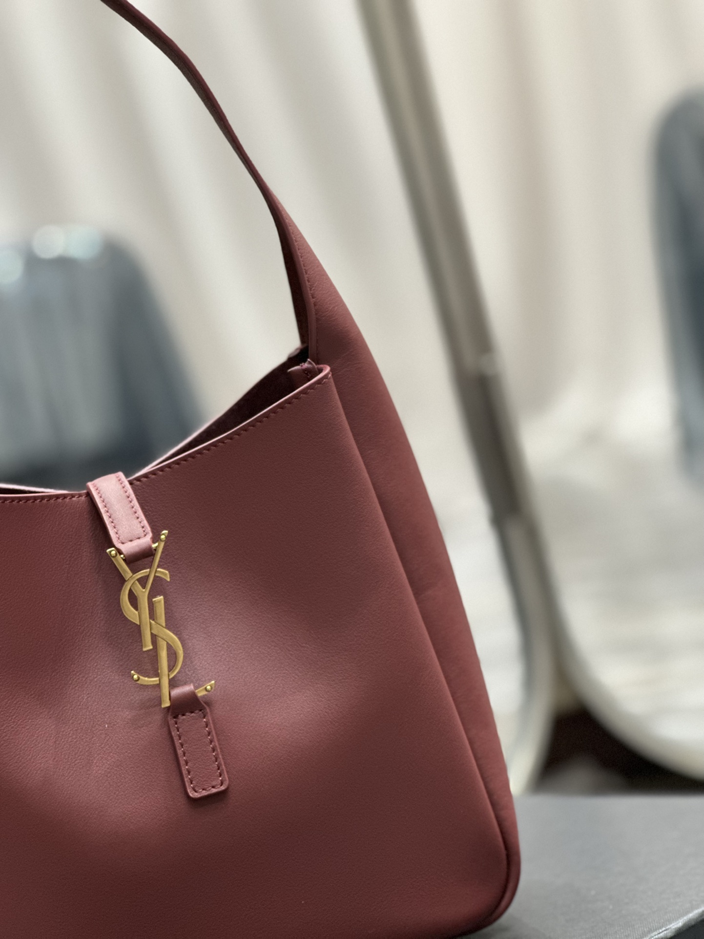 Sa1nt Lau*nt Le 5 A 7 Soft Small Black/Yellow/Burgundy For Women‎ 9in/23cm 713938AAAUQ1000