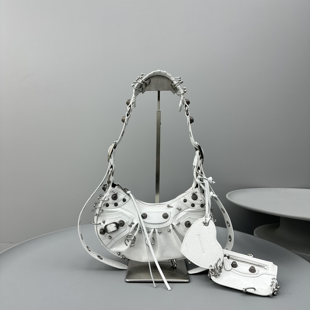 Ba1en*iaga Le Cagole XS Shoulder Bag Black/White For Women‎ 10.2in/26cm 671309210G81000