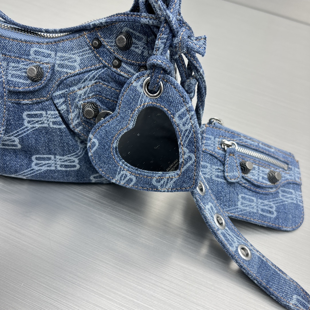 Ba1en*iaga Le Cagole XS Shoulder Bag Blue/Caramel For Women‎ 10.2in/25.9cm