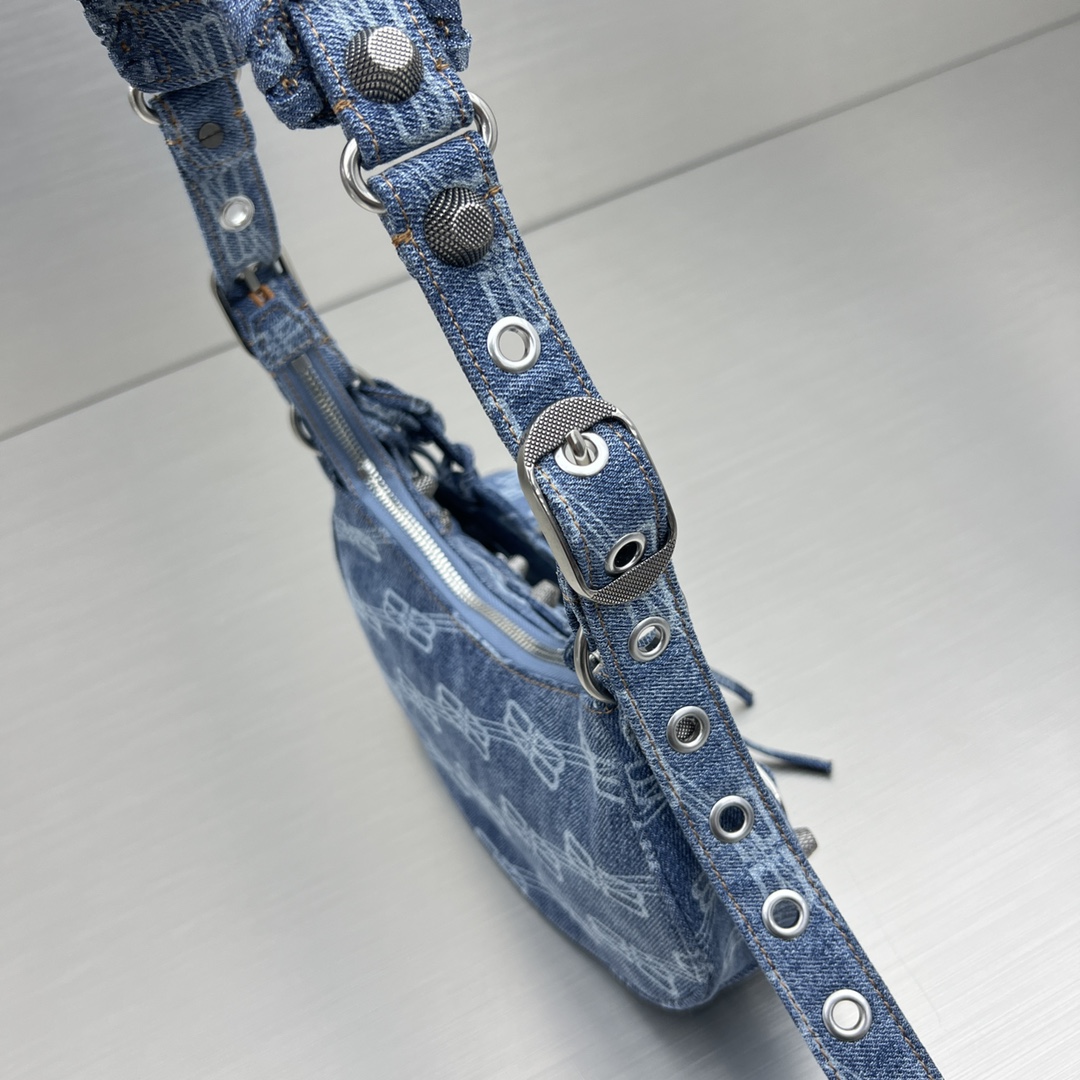 Ba1en*iaga Le Cagole XS Shoulder Bag Blue/Caramel For Women‎ 10.2in/25.9cm