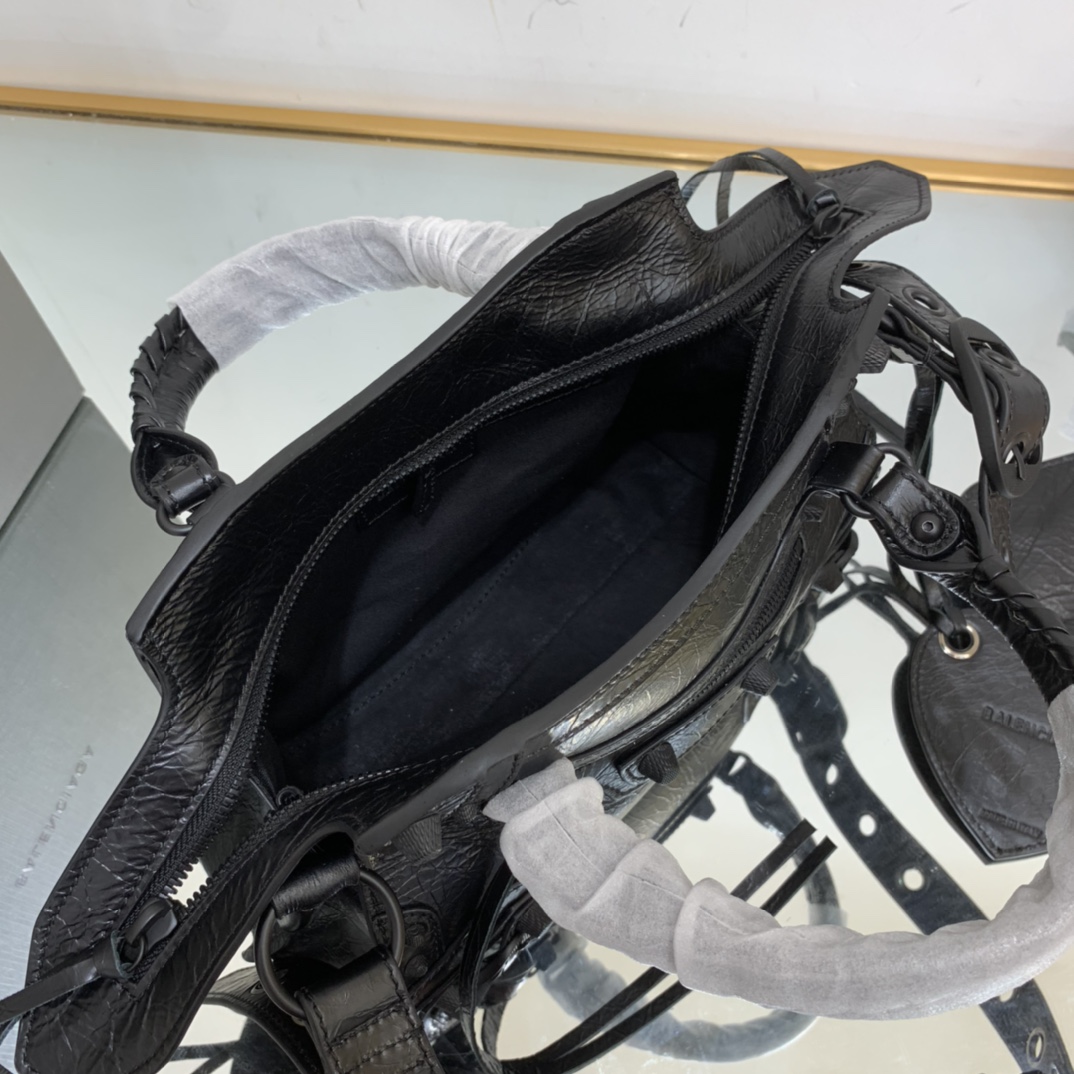 Ba1en*iaga Neo Cagole City Small Handbag Black/Silver For Women‎ 13in/33cm