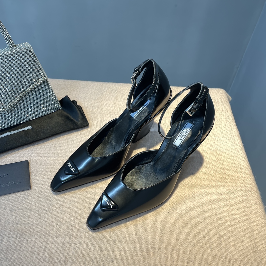 Pra*a Brushed Pumps Black For Women 3.7 in/ 9.5cm 1I982M_055_F0002_F_A095