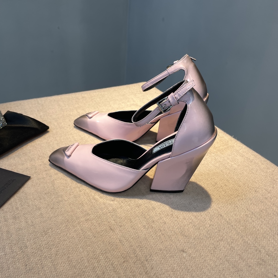 Pra*a Brushed Pumps Light Pink For Women 3.7 in/ 9.5cm 1I982M_055_F0E18_F_A095