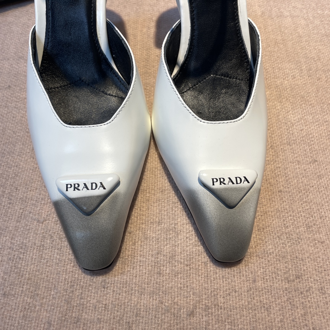 Pra*a Brushed Pumps White For Women 3.7 in/ 9.5cm