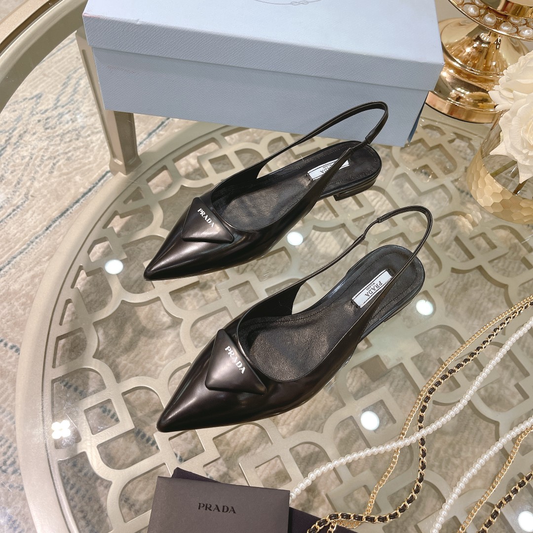 Pra*a Brushed Slingback Pumps Light Black For Women 0.4 in/ 1 cm