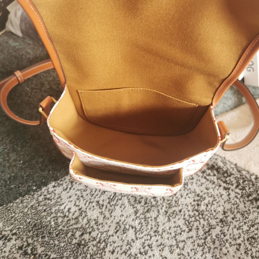 Ce1i*e Mini Besace In Triomphe Canvas White And Red For Women‎ 6in/15cm