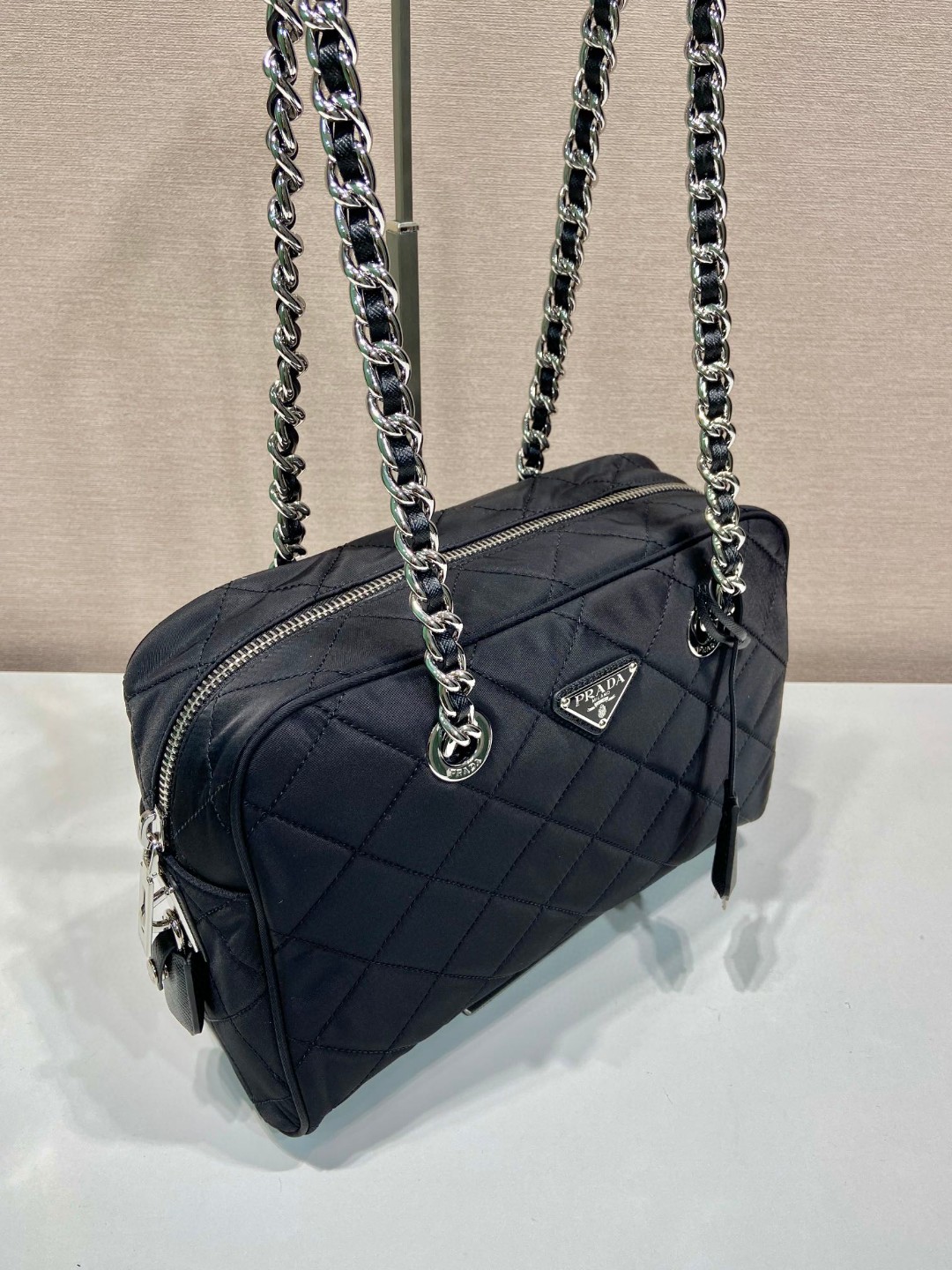 Pra*a Chain 2way Bag Black For Women 11.8 in / 30 cm