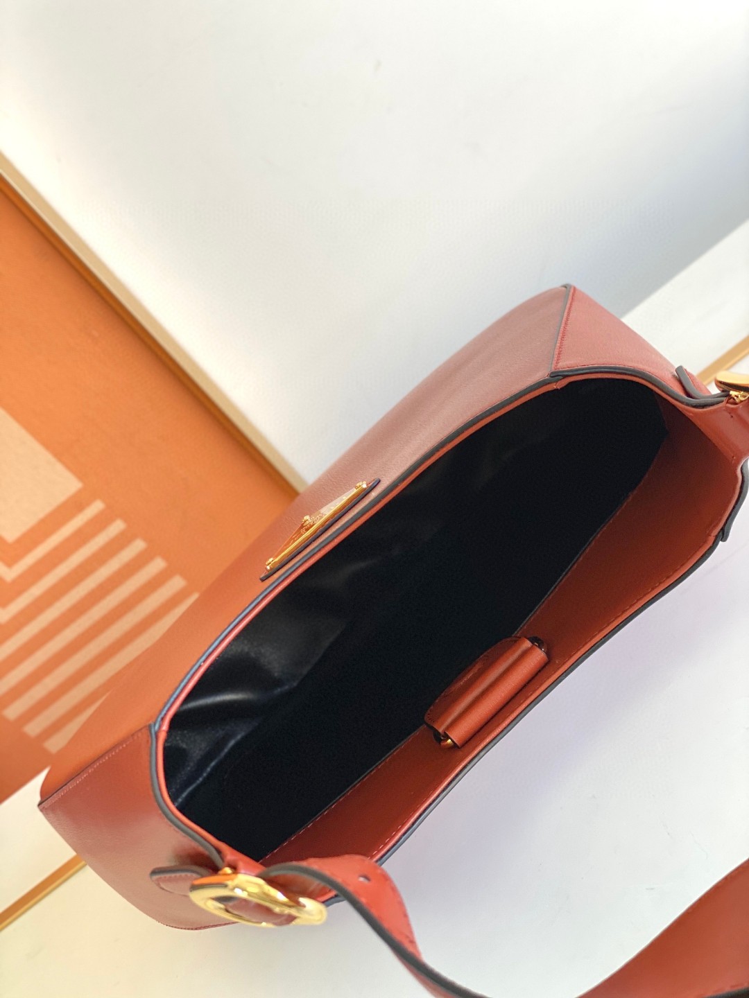 Pra*a Cleo Brushed Shoulder Bag Brown/Green Khaki For Women 10.6 in / 27 cm