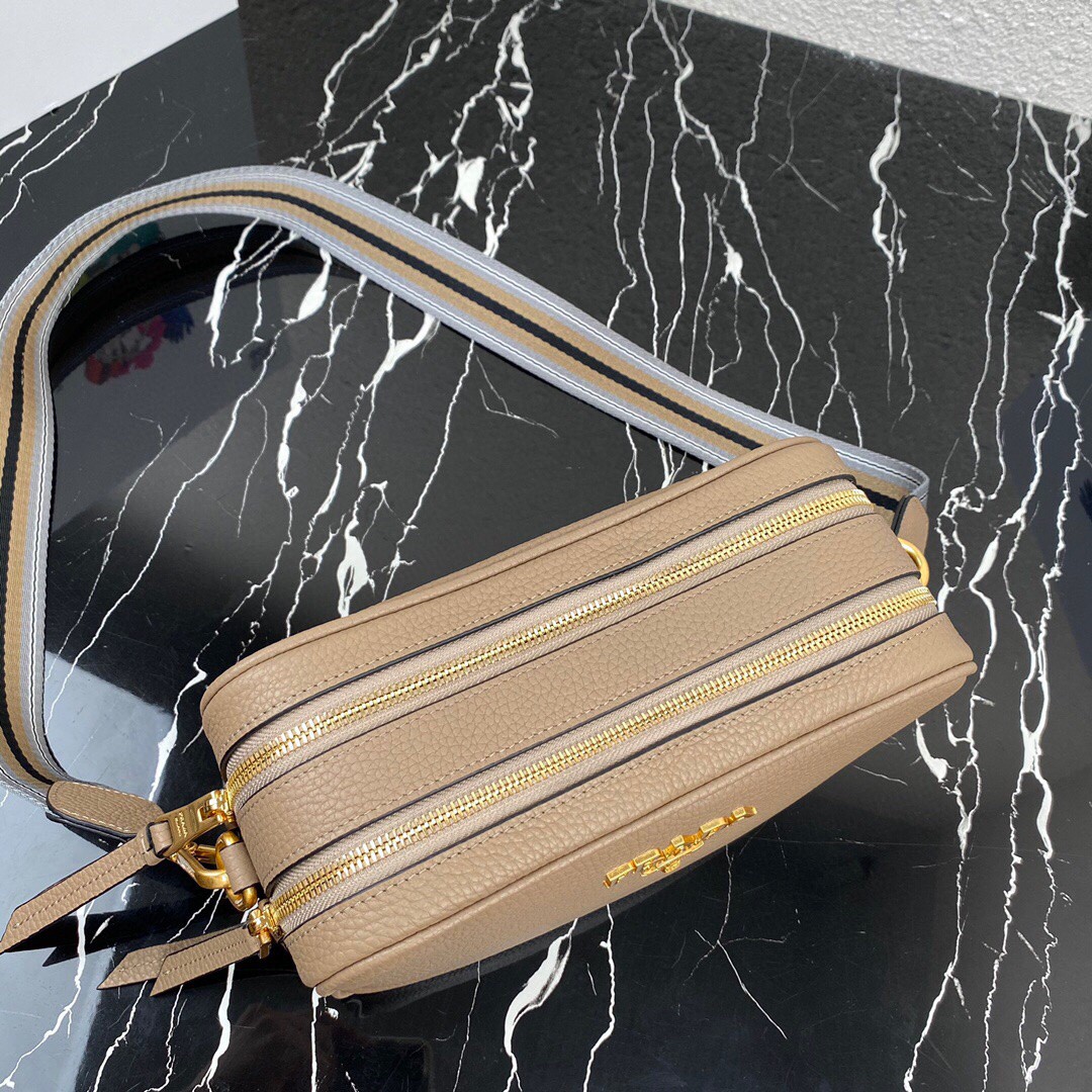 Pra*a Medium Shoulder Bag Grey/Brown/Black For Women 8.6 in / 22 cm