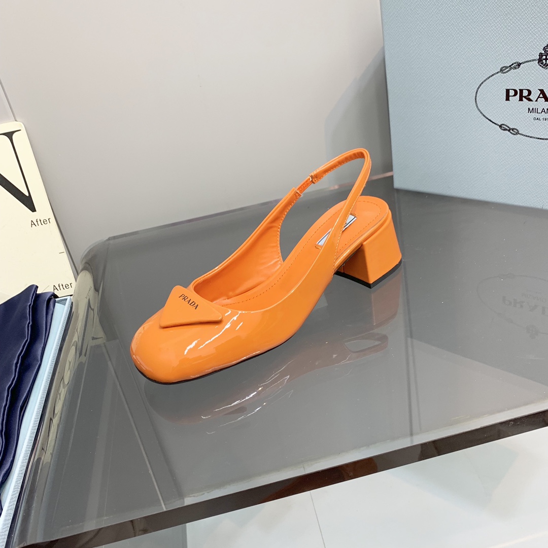 Pra*a Patent Slingback Pumps Orange For Women 2.1 in/ 5.5 cm