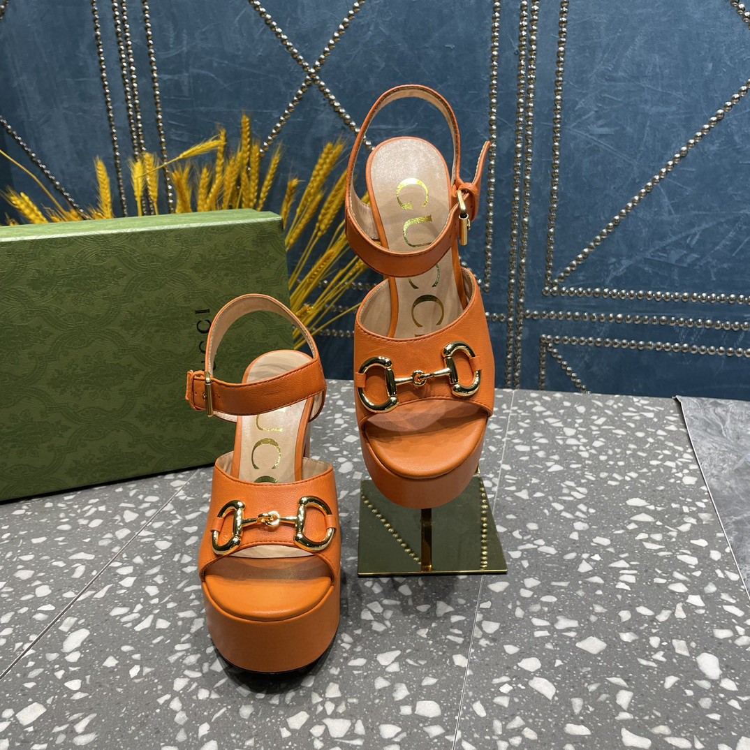 Gvc*1 Platform Sandal With Horsebit Orange For Women