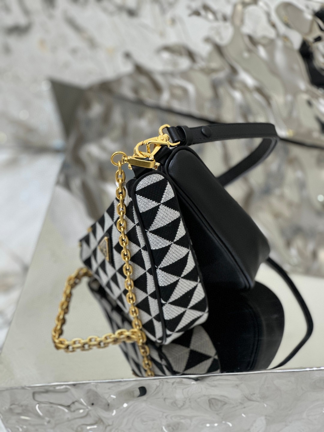 Pra*a Symbole Fabric Mini Bag Green/Grey For Women 11 in / 28 cm 1BC176_2FPN_F0G5R_V_OOO