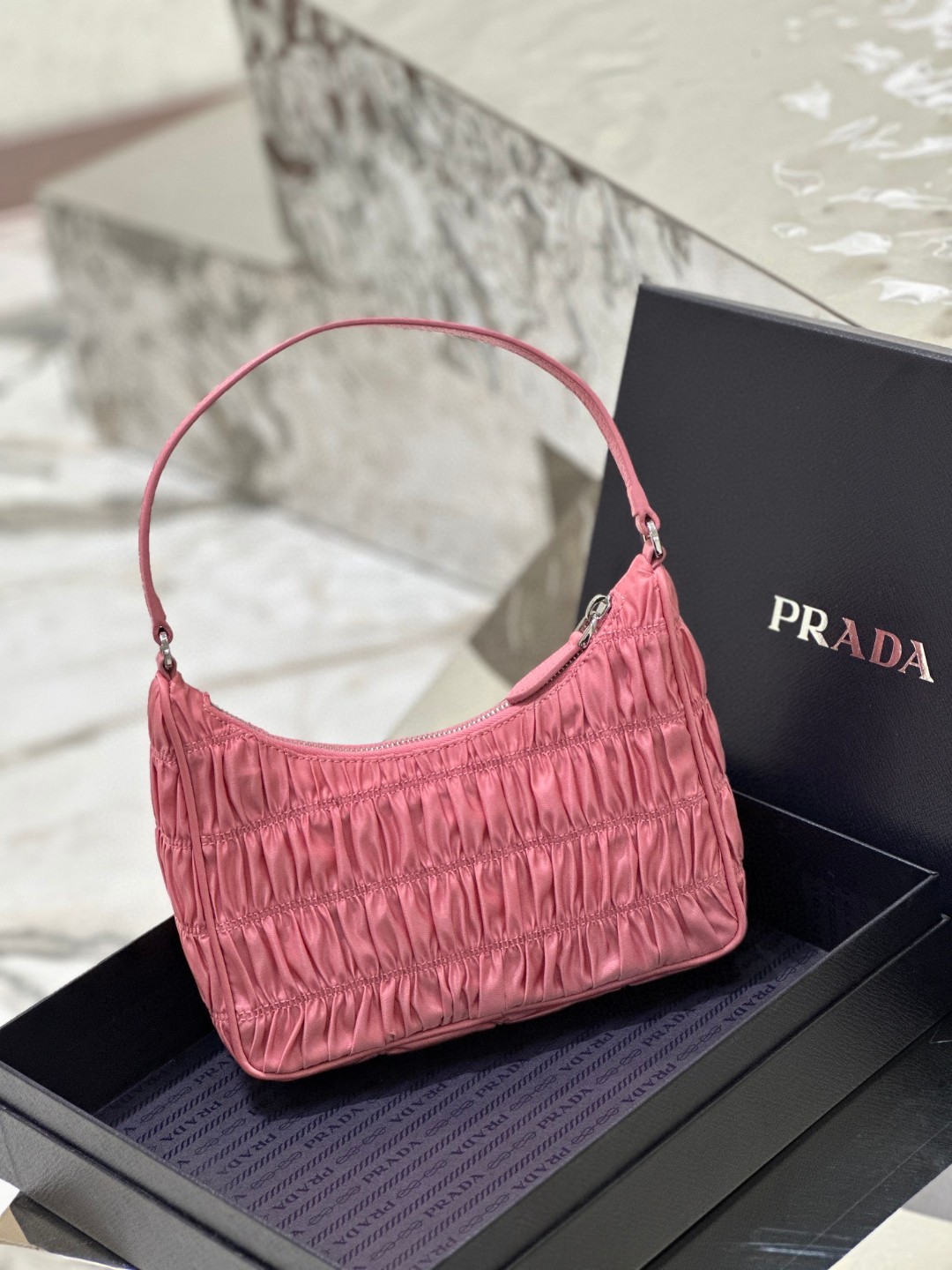 Pra*a Saffiano Mini Bag Pink/Beige/Blue For Women 8.6 in / 22 cm