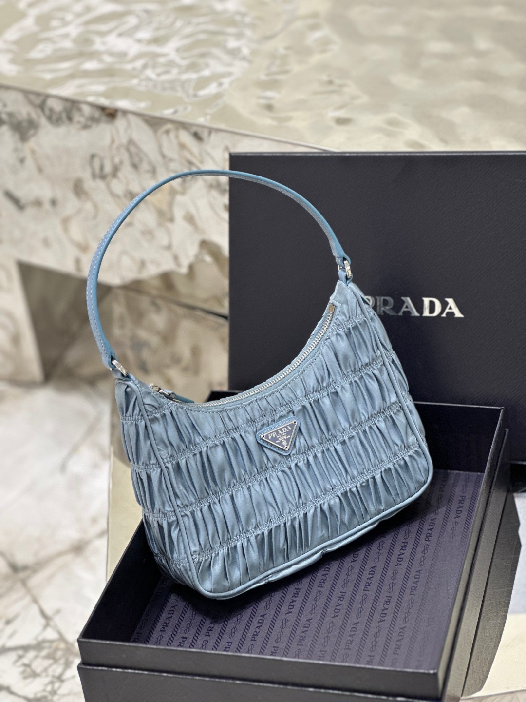 Pra*a Saffiano Mini Bag Pink/Beige/Blue For Women 8.6 in / 22 cm