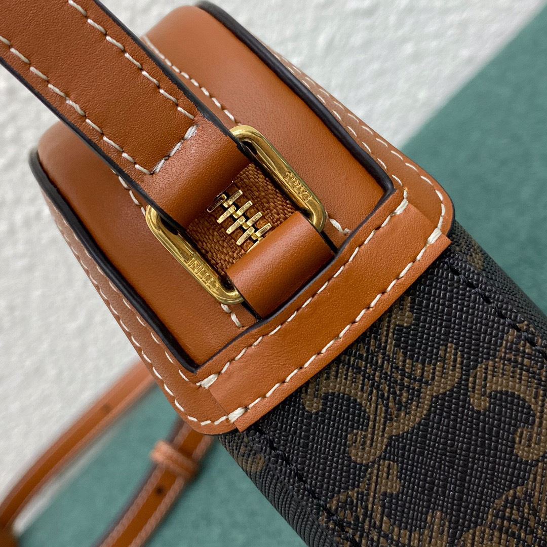 Ce1i*e Small Camera Triomphe Canvas Bag Brown For Women‎ 8in/20cm