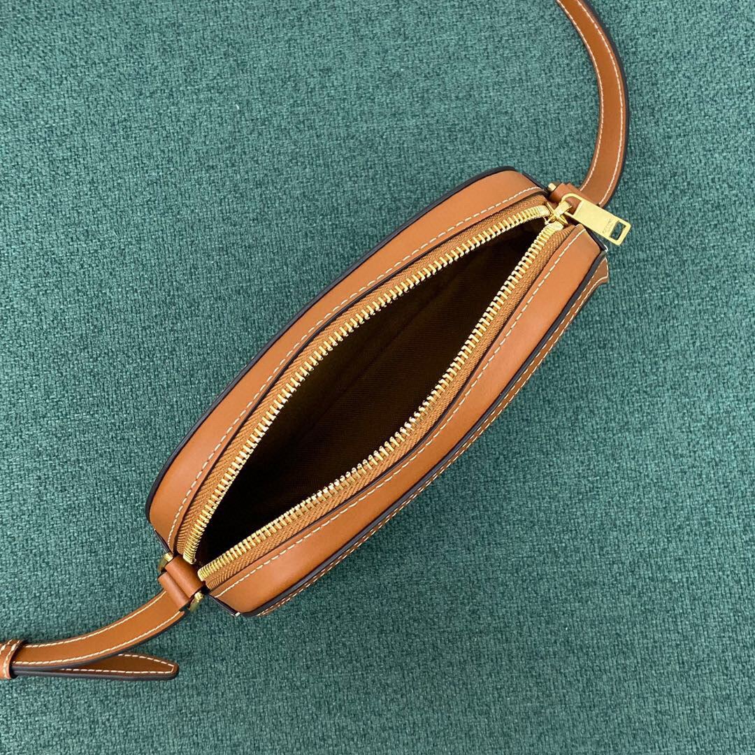 Ce1i*e Small Camera Triomphe Canvas Bag Brown For Women‎ 8in/20cm