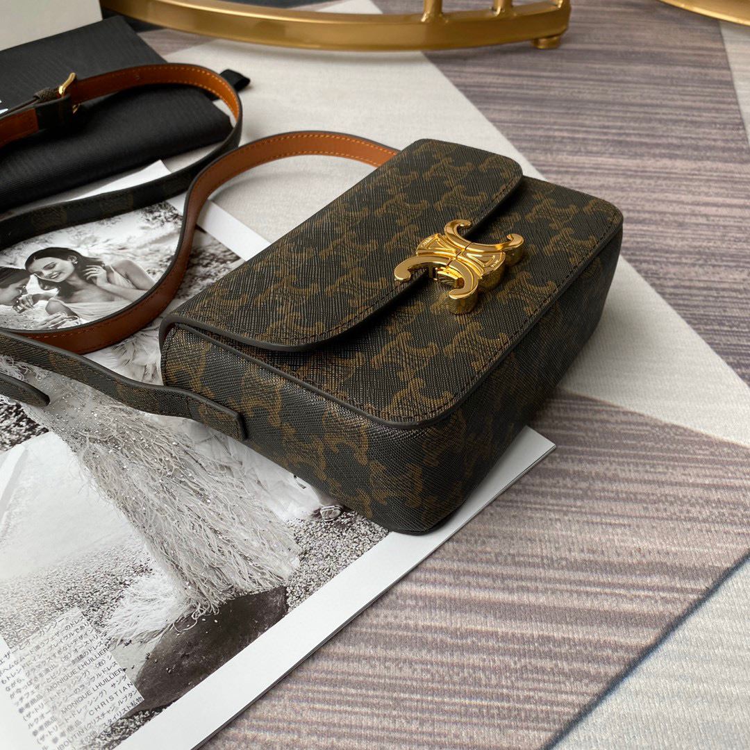 Ce1i*e Triomphe Shoulder Bag Brown/Black For Women‎ 7in/18.5cm