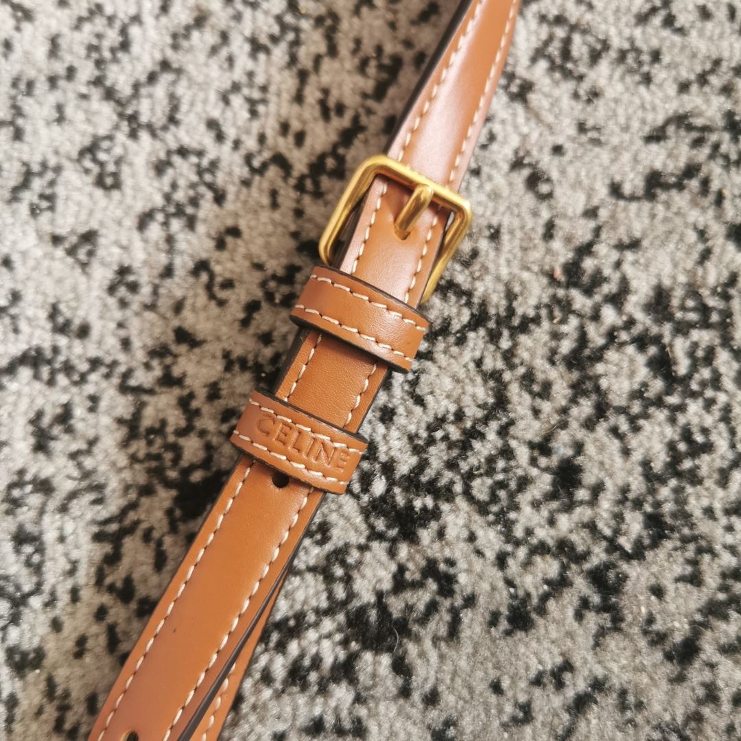 Ce1i*e Triomphe Shoulder Bag In Canvas Brown/ Light Yellow/White For Women‎ 8in/20cm 194142CUZ.04LU