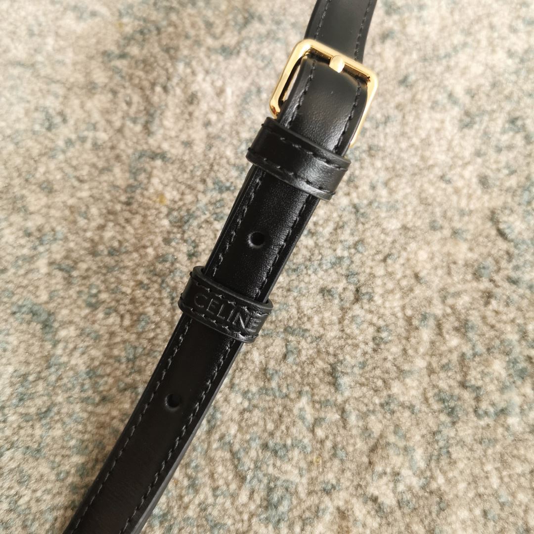 Ce1i*e Triomphe Shoulder Bag In Shiny Black For Women‎ 8in/20cm 194143BF4.38NO