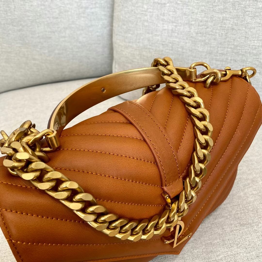 [True-to-ORIGINAL] Sa1nt Lau*nt College Medium Chain Bag Brown For Women‎ 9.4in/24cm 6002791U8077715