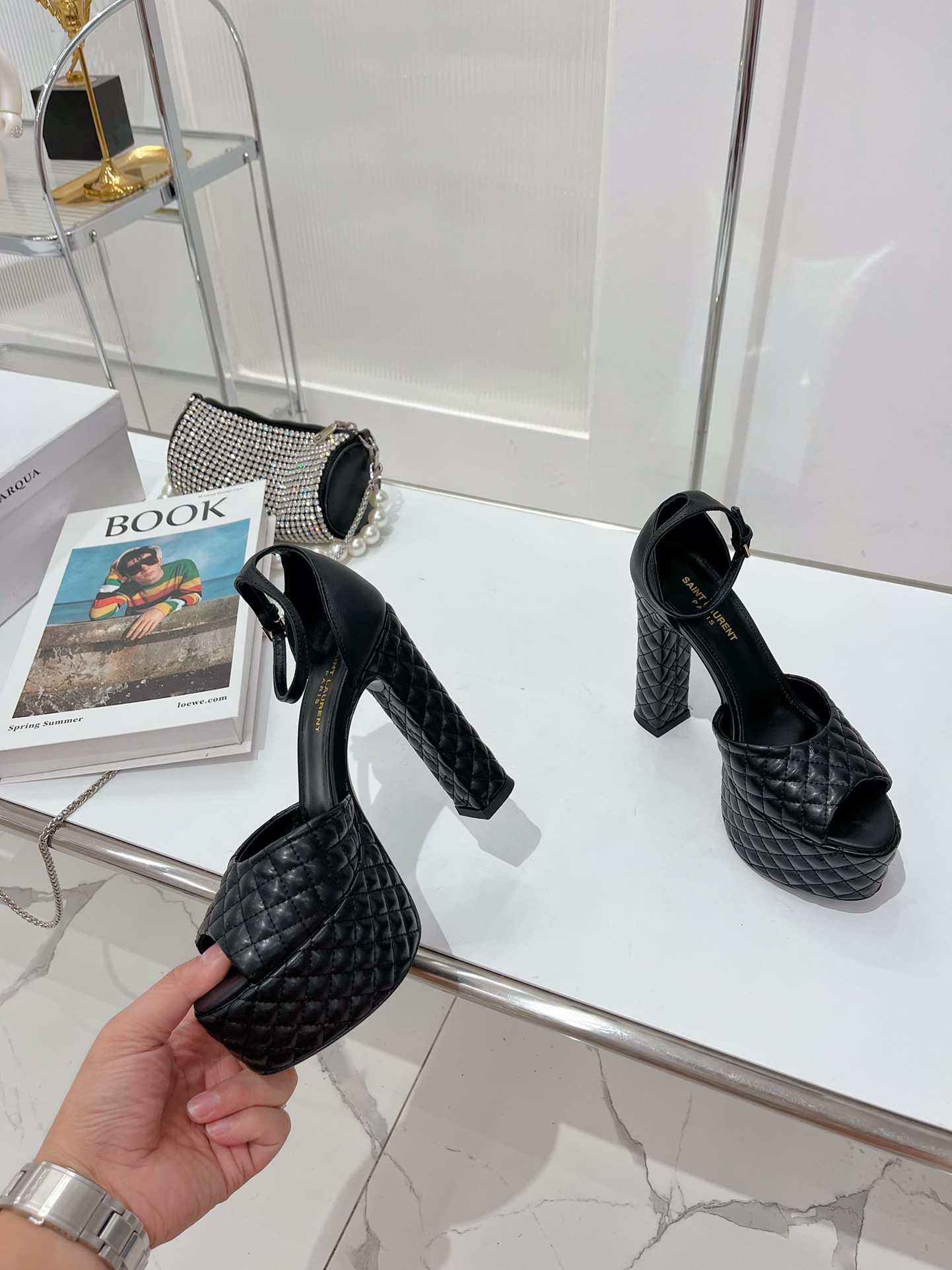 Sa1nt Lau*nt Jodie Platform Sandals In Smooth Black For Women