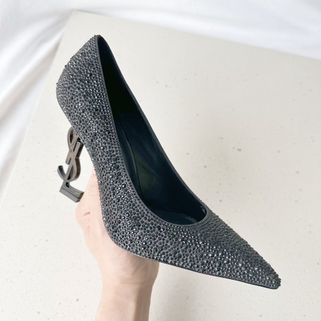 Sa1nt Lau*nt Opyum Pumps In Rhinestones Black For Women 578947AAA4Z1012