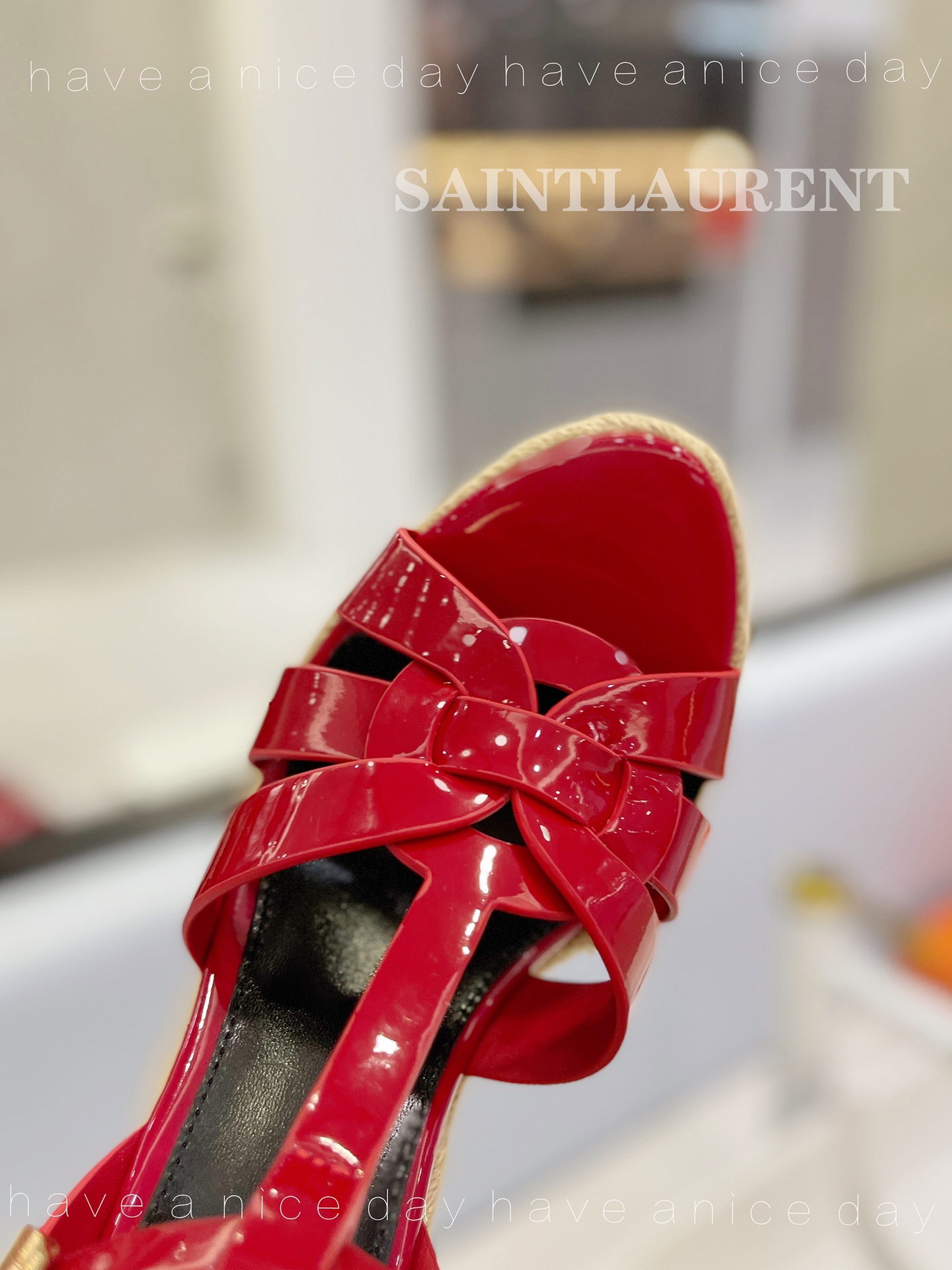 Sa1nt Lau*nt Tribute Espadrilles In Patent Red For Women