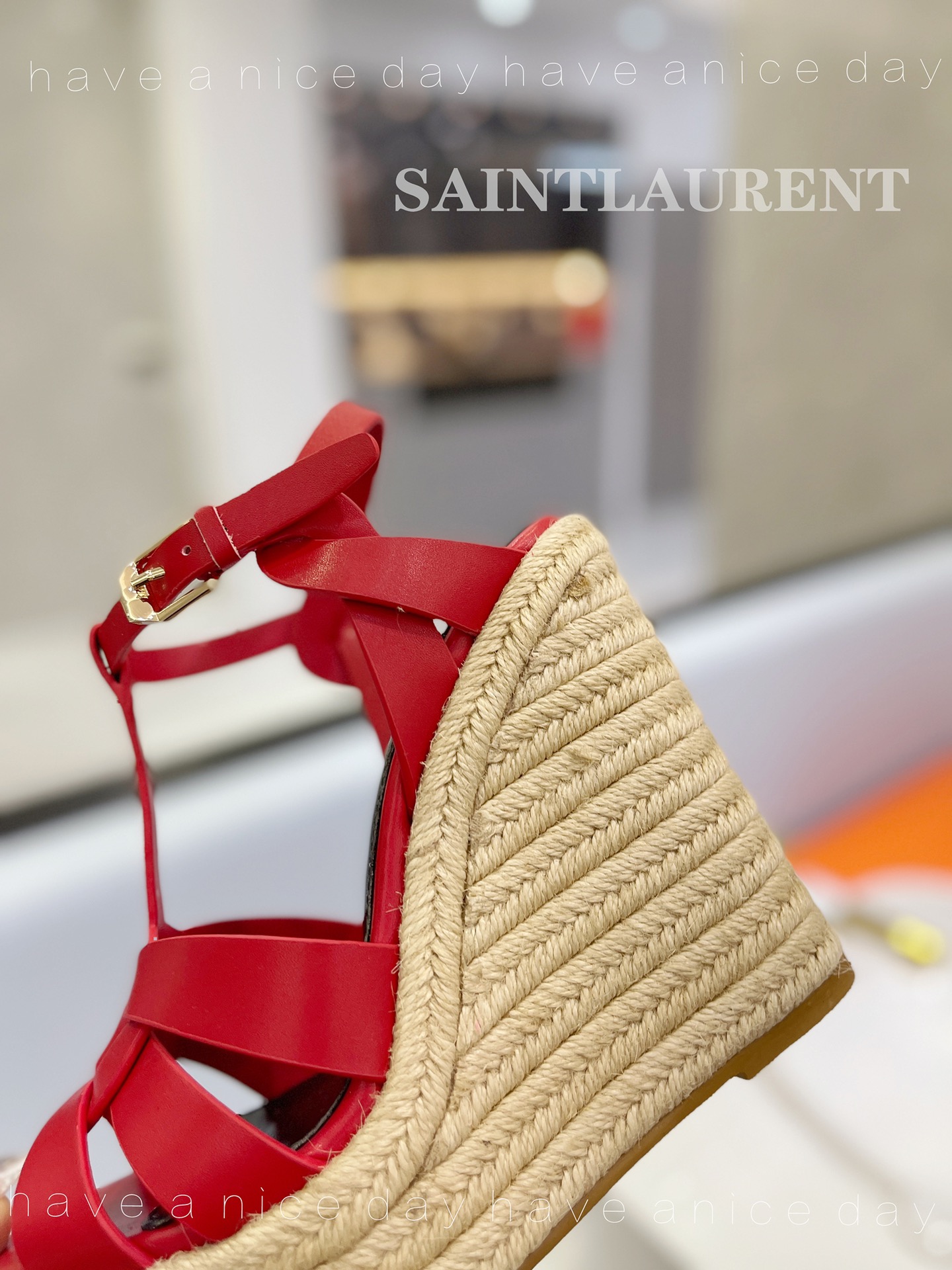 Sa1nt Lau*nt Tribute Espadrilles In Smooth Red For Women