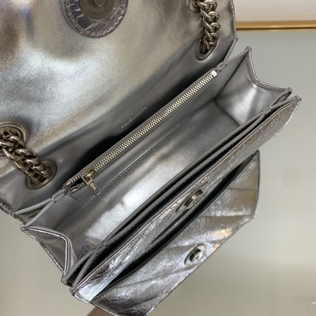 Ba1en*iaga Crush Small Chain Bag Quilted In Sliver Tone For Women 9.8in/25cm 716351210IW8110